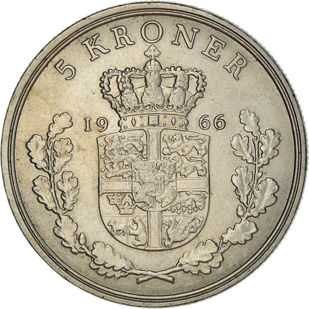Coin, Denmark, Frederik IX, 5 Kroner, 1966, Copenhagen, EF(40-45)