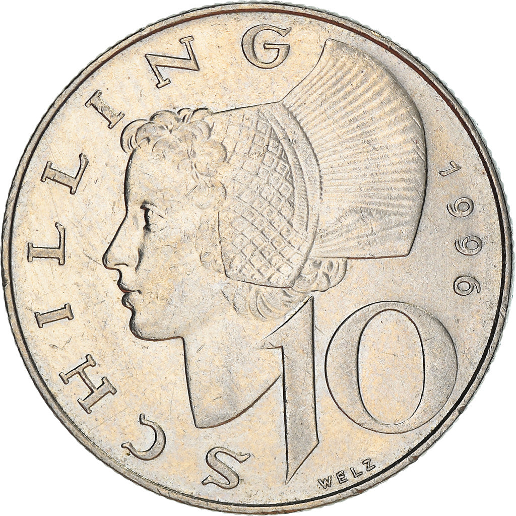 Moneta, Austria, 10 Schilling, 1996, EF(40-45), Miedź - nikiel niklowany