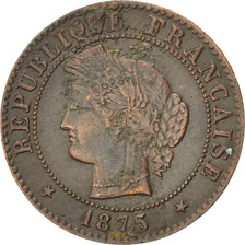 FRANCE, Cérès, Centime, 1875, Bordeaux, KM #826.2, VF(30-35), Bronze, Gadoury #.