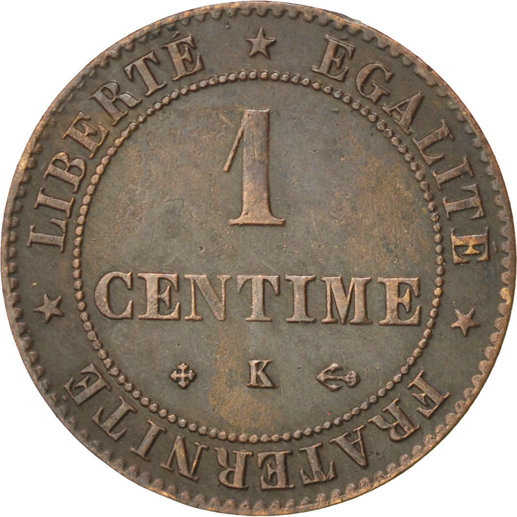FRANCE, Cérès, Centime, 1875, Bordeaux, KM #826.2, VF(30-35), Bronze, Gadoury #.