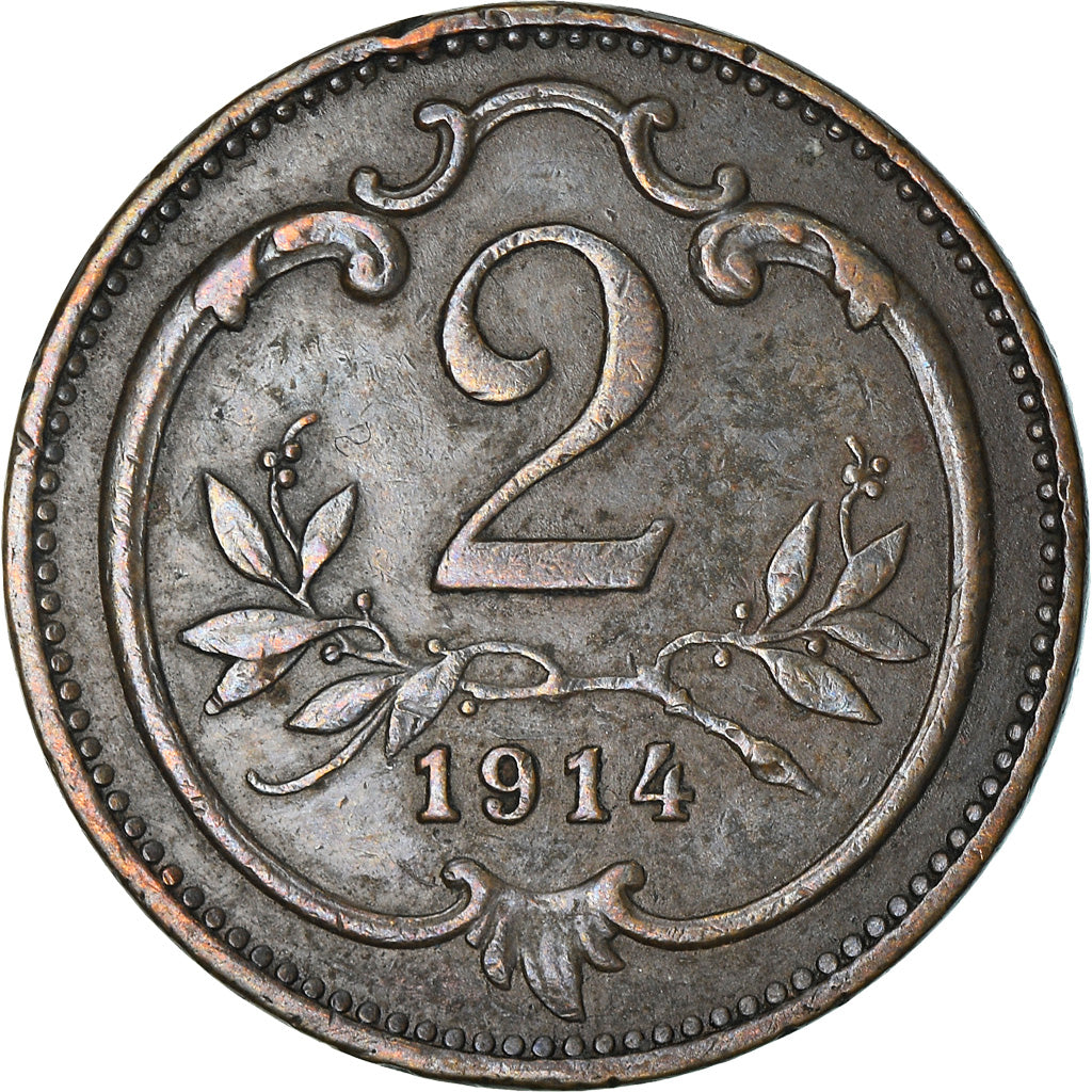 Coin, Austria, Franz Joseph I, 2 Heller, 1914, AU(50-53), Bronze, KM:2801