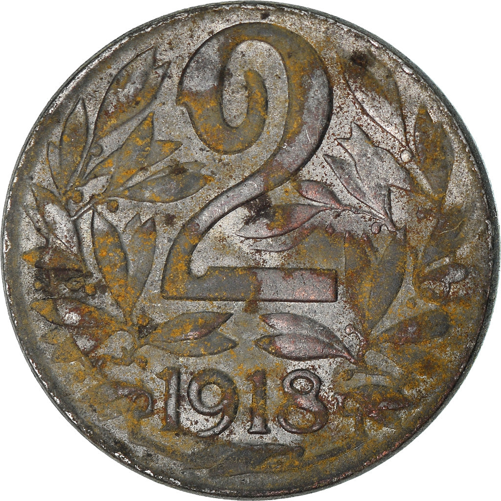 Coin, Austria, Karl I, 2 Heller, 1918, EF(40-45), Iron, KM:2824