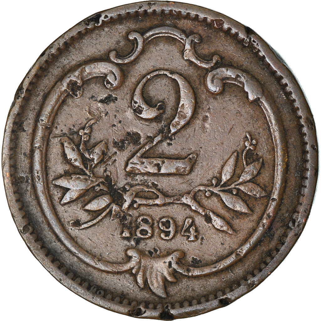 Coin, Austria, Franz Joseph I, 2 Heller, 1894, VF(30-35), Bronze, KM:2801