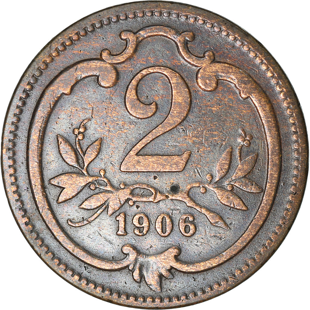 Coin, Austria, Franz Joseph I, 2 Heller, 1906, AU(50-53), Bronze, KM:2801