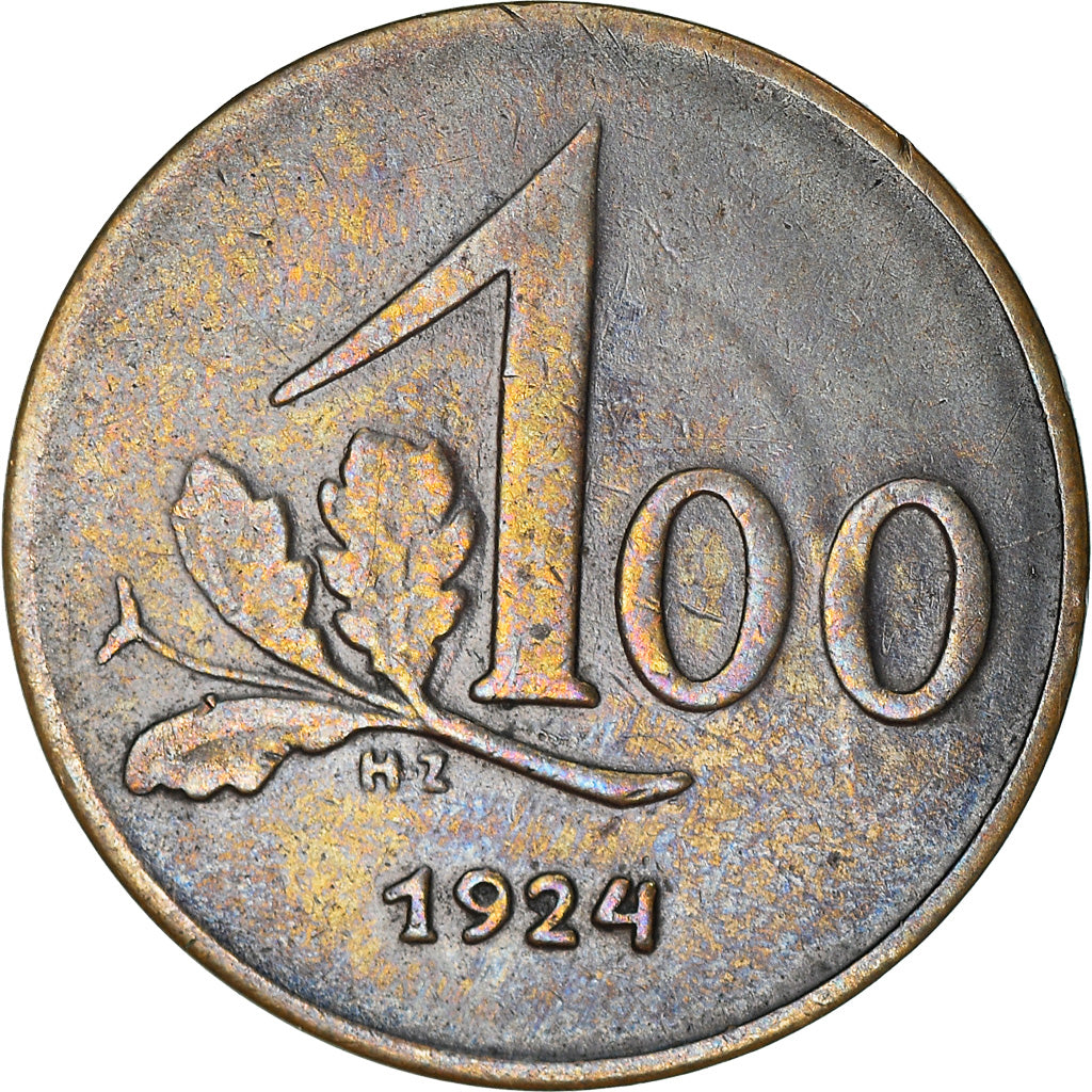 Coin, Austria, 100 Kronen, 1924, AU(50-53), Bronze, KM:2832