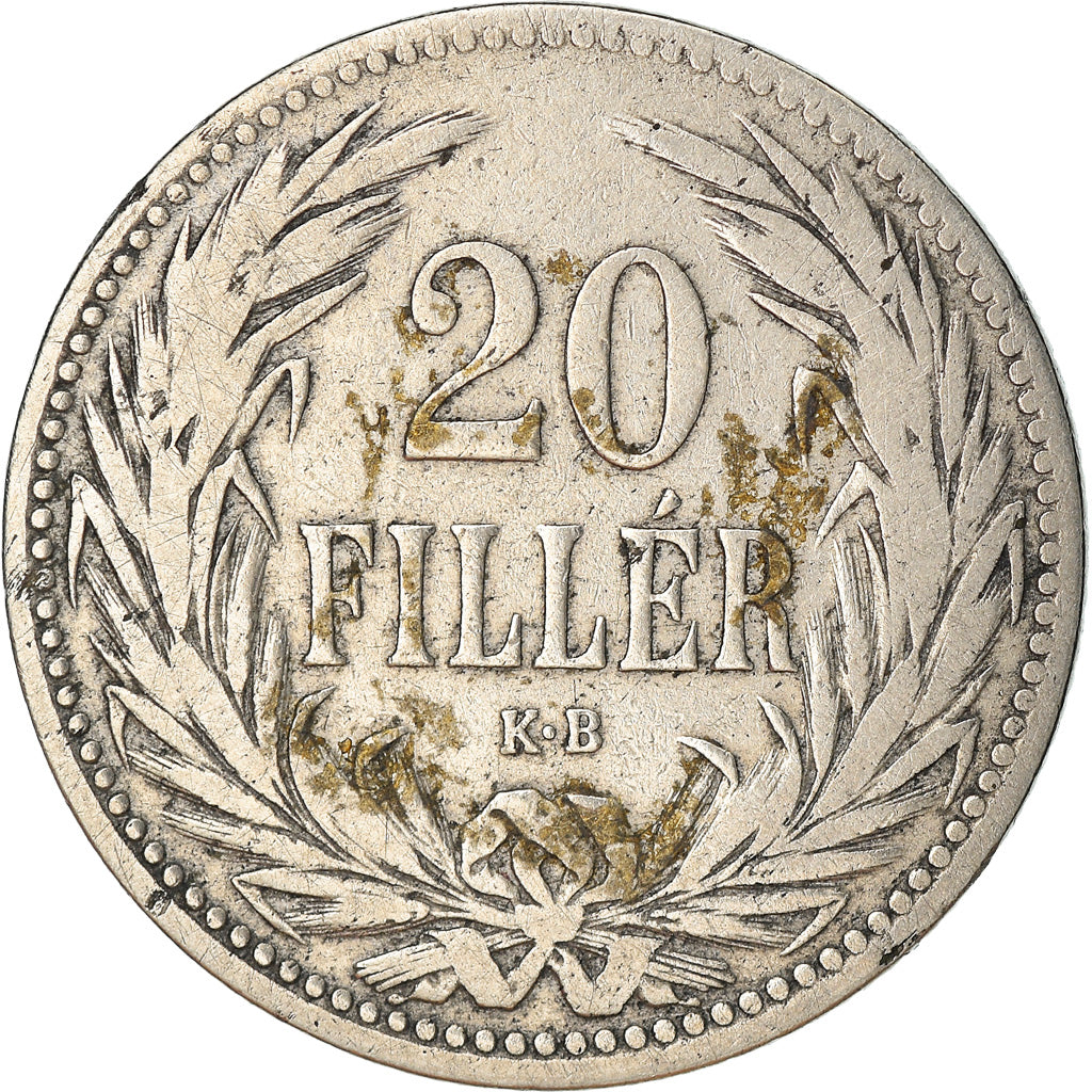Moneda, Hungría, Franz Joseph I, 20 Fillér, 1893, Kormoczbanya, BC+, Níquel