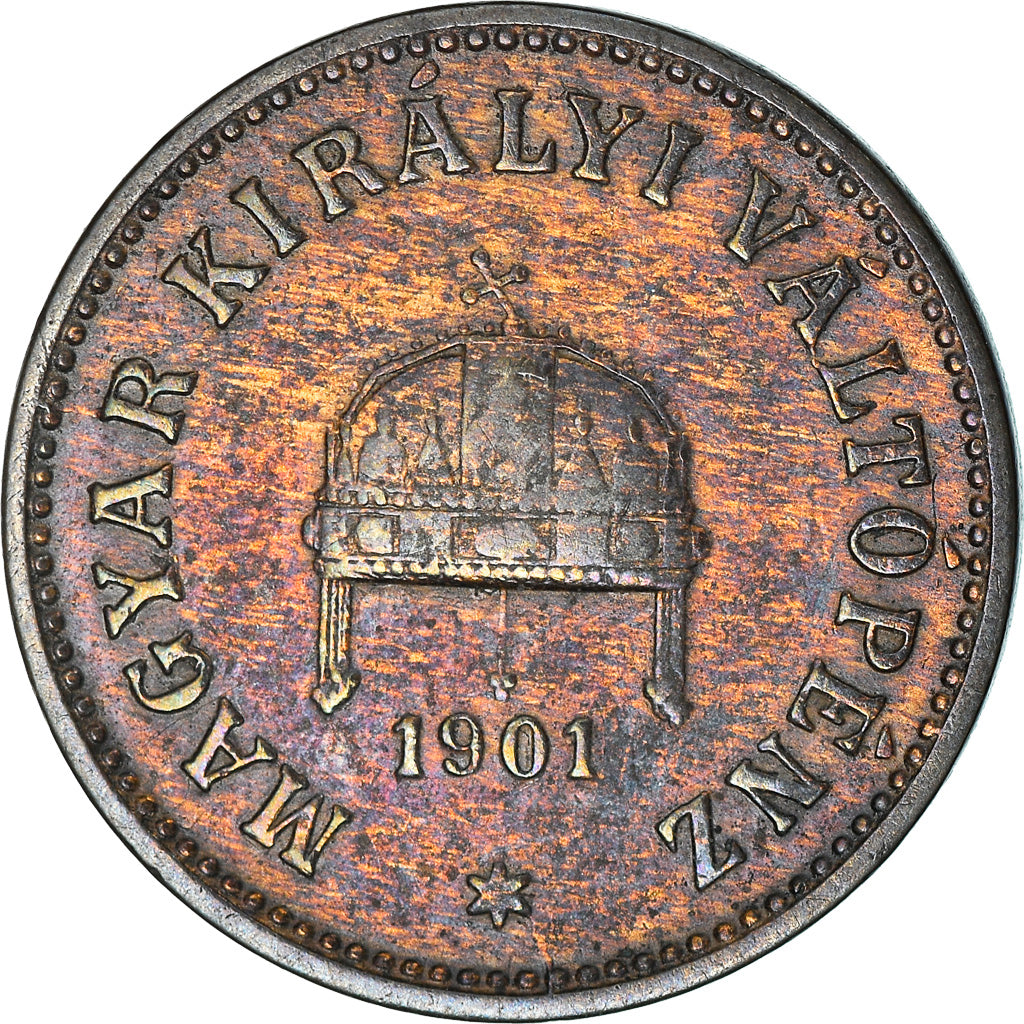 Moneda, Hungría, Franz Joseph I, 2 Filler, 1901, Kormoczbanya, MBC, Bronce