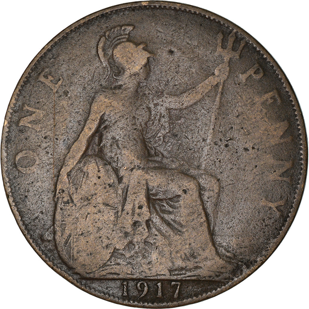 Münze, Großbritannien, George V, Penny, 1917, S, Bronze, KM:810