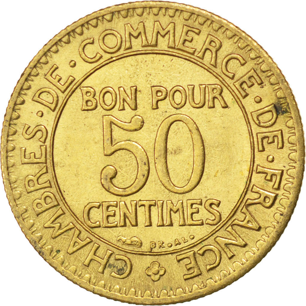 Coin, France, Chambre de commerce, 50 Centimes, 1923, AU(55-58)