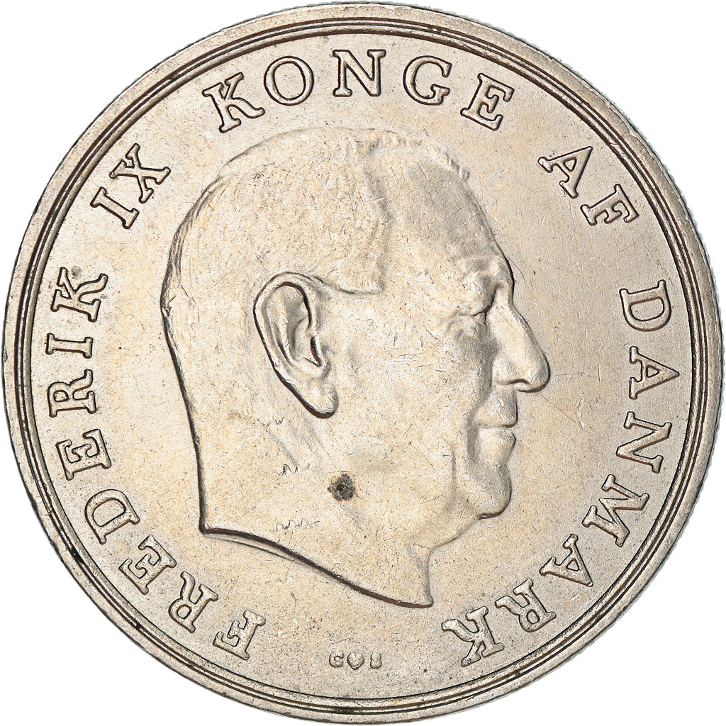 Coin, Denmark, Olav V, 5 Kroner, 1971, EF(40-45), Copper-nickel, KM:853.1