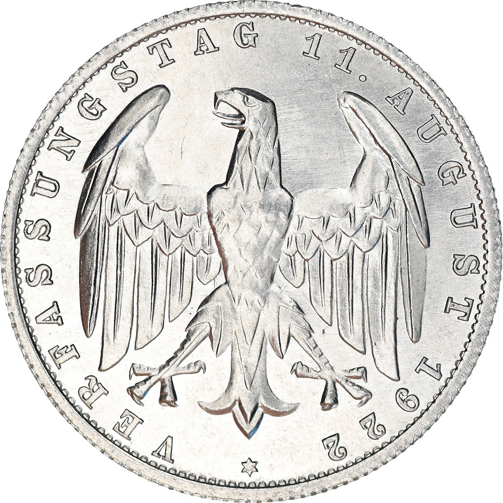 Coin, GERMANY, WEIMAR REPUBLIC, 3 Mark, 1922, Berlin, MS(63), Aluminum, KM:28