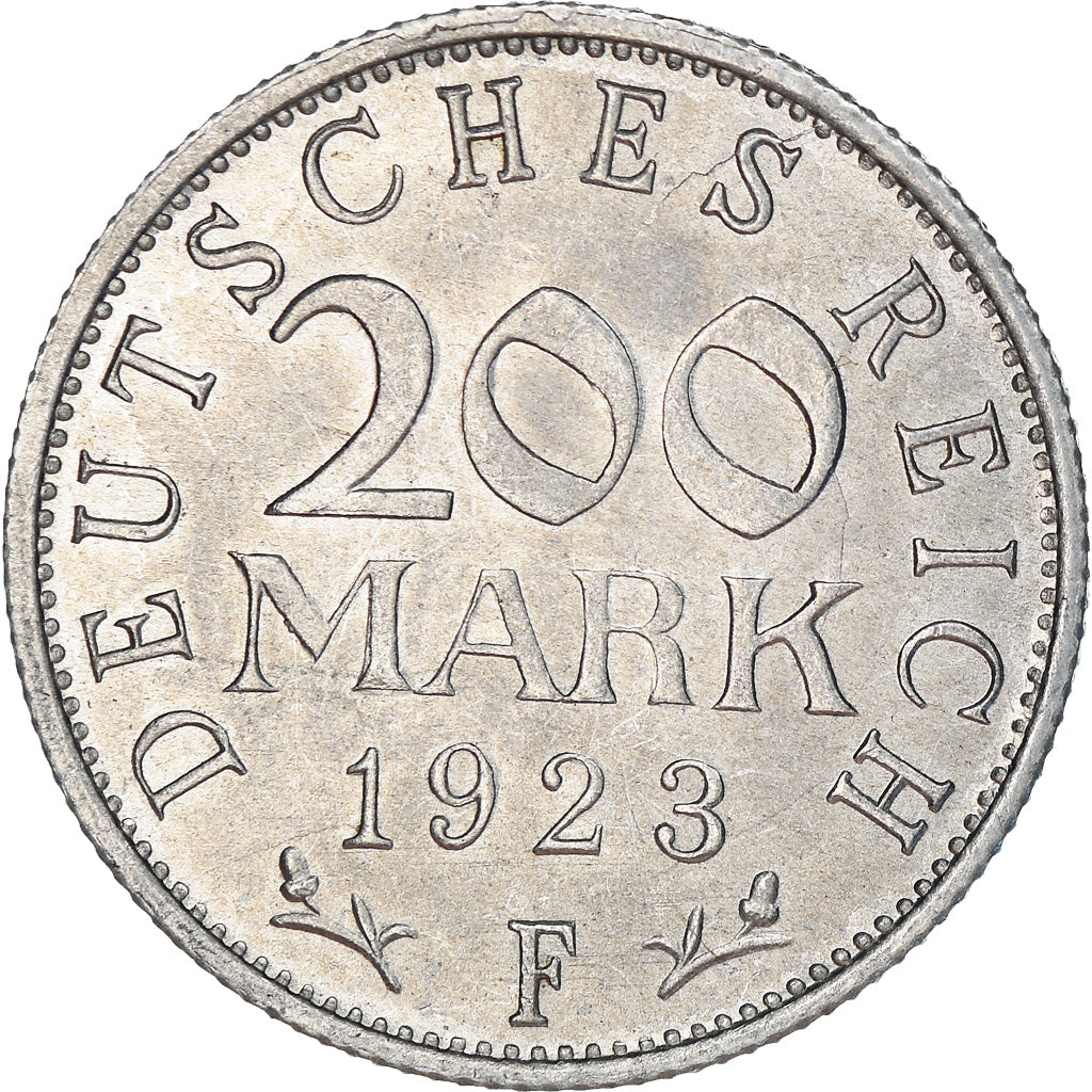 Coin, GERMANY, WEIMAR REPUBLIC, 200 Mark, 1923, Stuttgart, AU(55-58), Aluminum