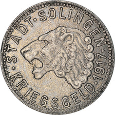 Moeda, Alemanha, Kriegsgeld, Solingen, 50 Pfennig, 1917, AU(55-58), Ferro