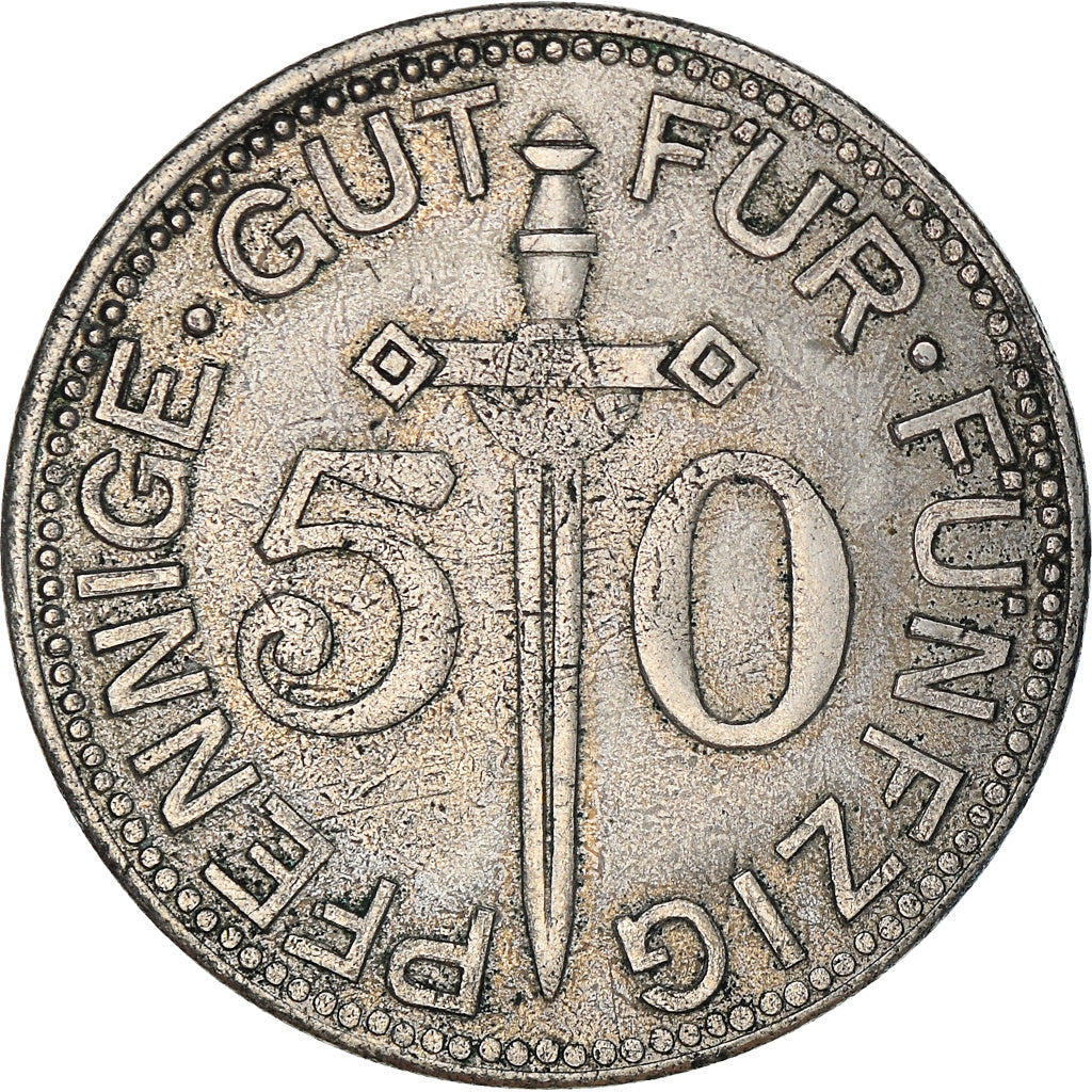 Coin, Germany, Kriegsgeld, Solingen, 50 Pfennig, 1917, AU(55-58), Iron