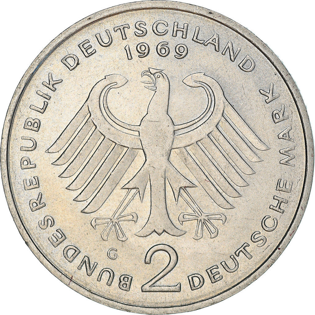 Moneta, GERMANIA - REPUBBLICA FEDERALE, 2 Mark, 1969, Karlsruhe, SPL-, Nichel