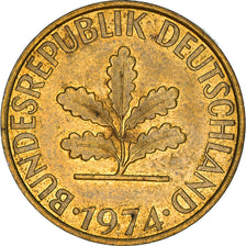 Coin, GERMANY - FEDERAL REPUBLIC, 10 Pfennig, 1974, Hambourg, EF(40-45), Brass