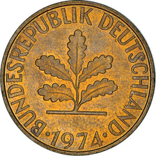 Coin, GERMANY - FEDERAL REPUBLIC, 10 Pfennig, 1974, Hambourg, EF(40-45), Brass