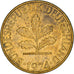 Munten, Federale Duitse Republiek, 10 Pfennig, 1974, Karlsruhe, ZF, Brass Clad