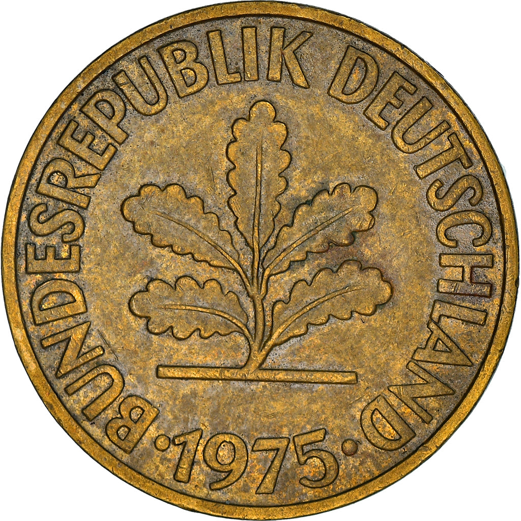 Moneta, GERMANIA - REPUBBLICA FEDERALE, 10 Pfennig, 1975, Munich, BB, Acciaio
