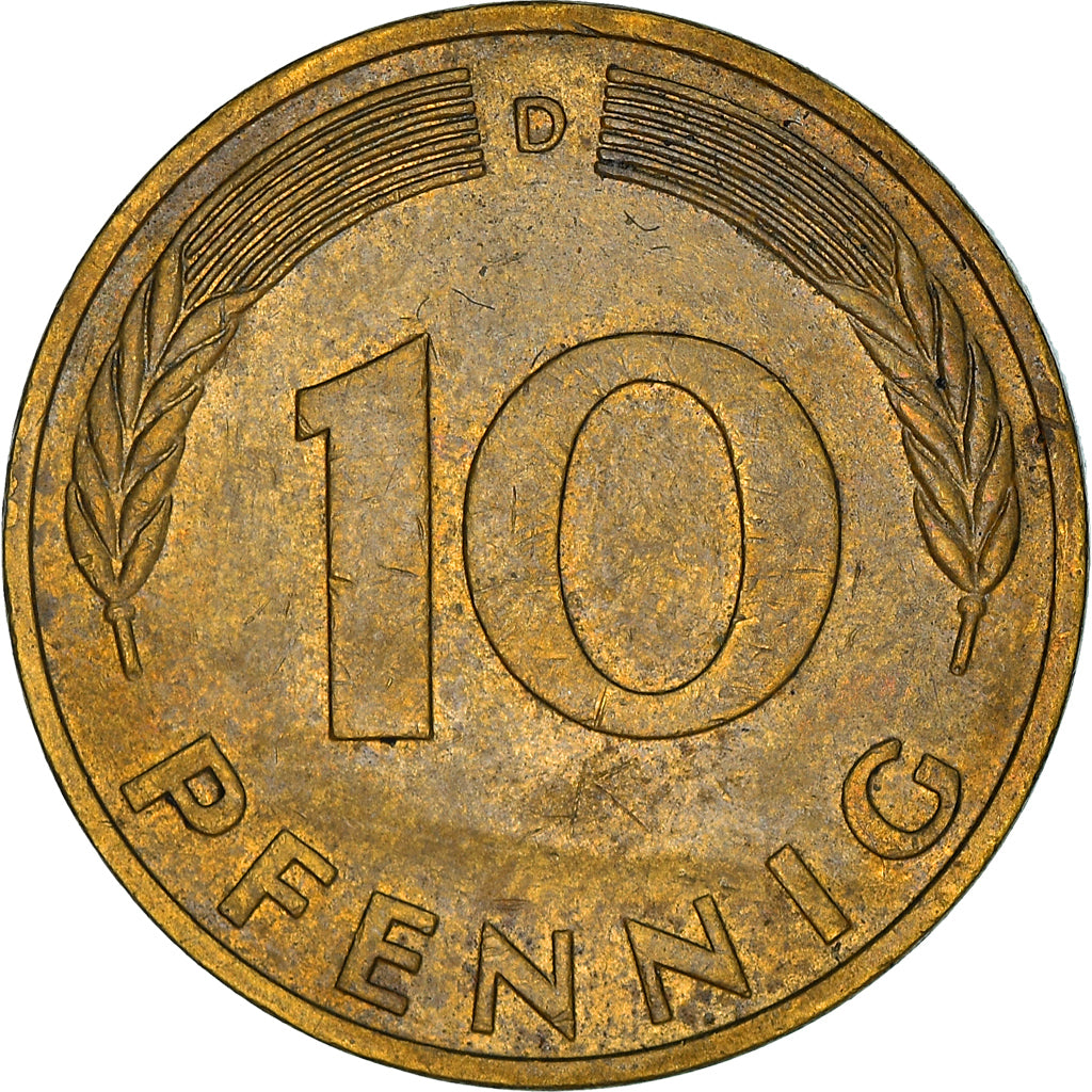Moneta, GERMANIA - REPUBBLICA FEDERALE, 10 Pfennig, 1975, Munich, BB, Acciaio