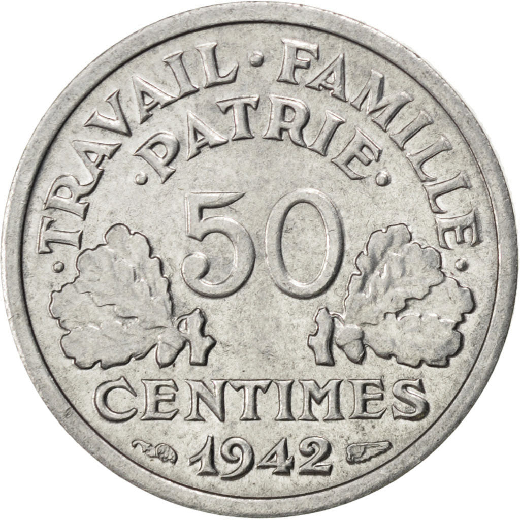 Coin, France, Bazor, 50 Centimes, 1942, AU(55-58), Aluminum, KM:914.1