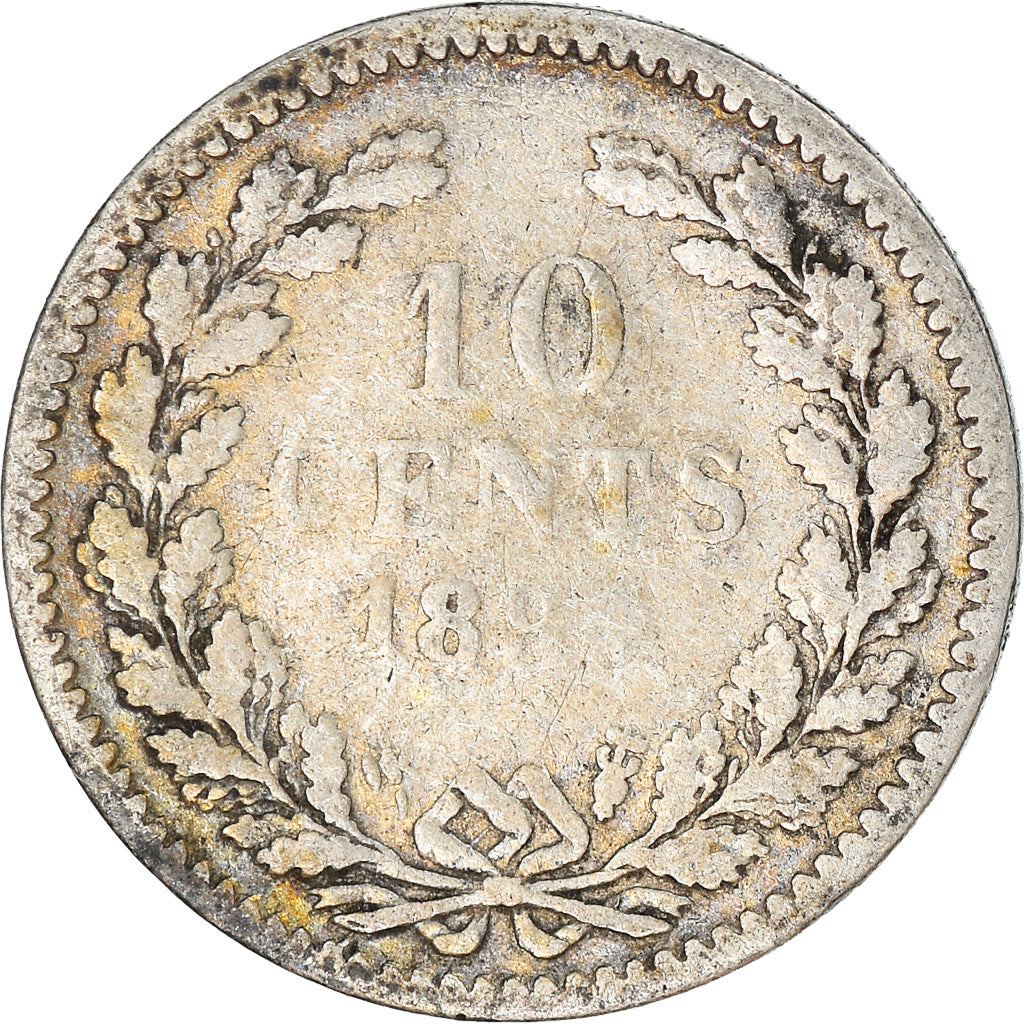 Coin, Netherlands, 10 Cents, 1890, F(12-15), Silver, KM:80