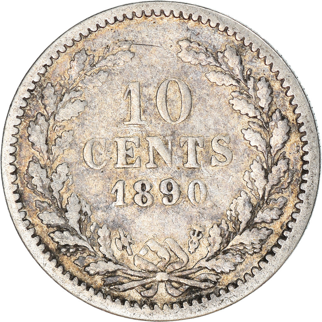 Coin, Netherlands, 10 Cents, 1890, VF(20-25), Silver, KM:80