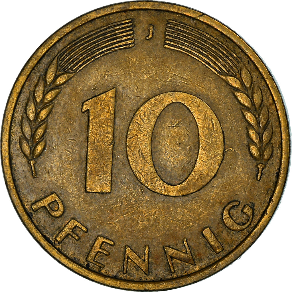 Coin, GERMANY - FEDERAL REPUBLIC, 10 Pfennig, 1968, Hambourg, EF(40-45), Brass