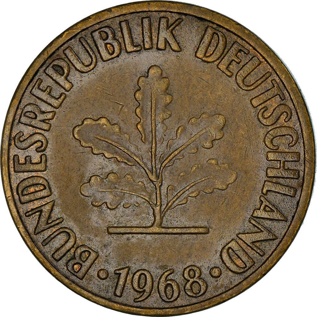 Moeda, ALEMANHA - REPÚBLICA FEDERAL, 10 Pfennig, 1968, Stuttgart, EF(40-45)