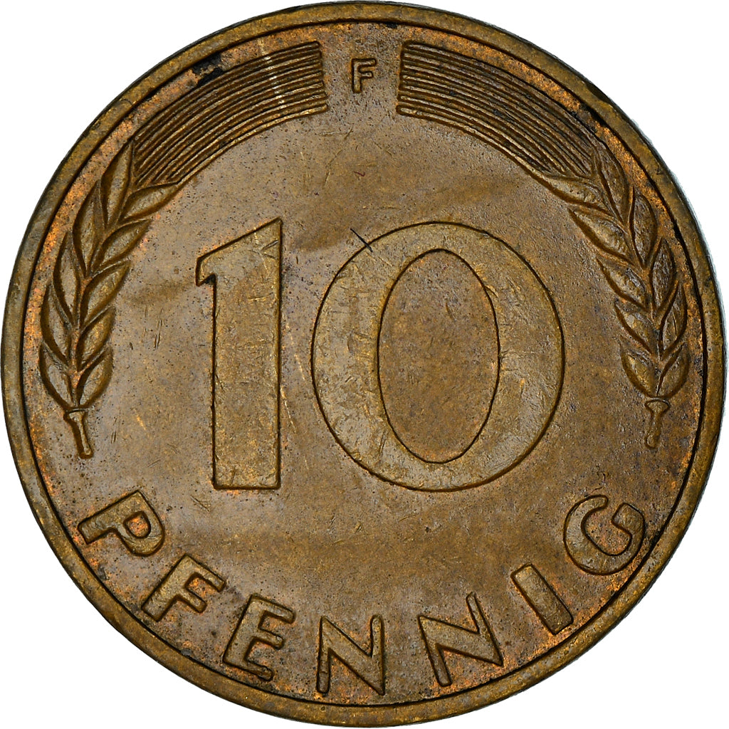 Moeda, ALEMANHA - REPÚBLICA FEDERAL, 10 Pfennig, 1968, Stuttgart, EF(40-45)