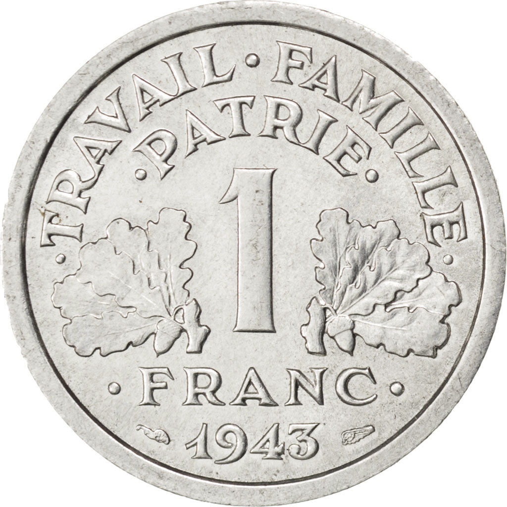 FRANCE, Bazor, Franc, 1943, Paris, KM #902.1, MS(63), Aluminum, 23, Gadoury...