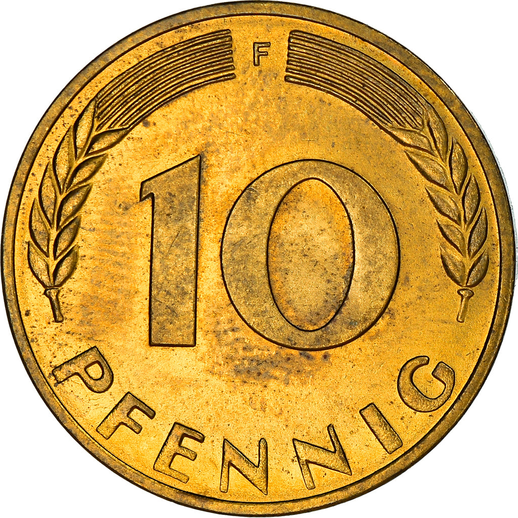 Coin, GERMANY - FEDERAL REPUBLIC, 10 Pfennig, 1972, Stuttgart, AU(50-53), Brass