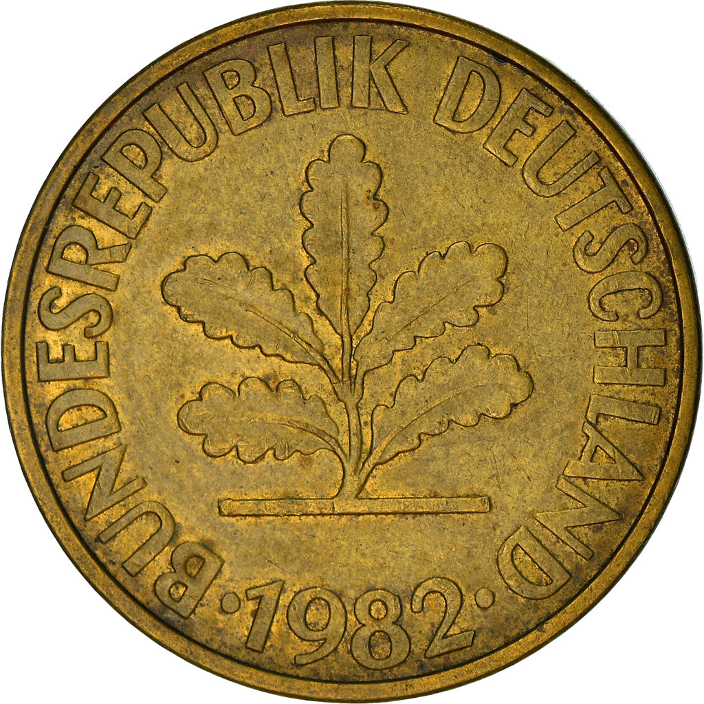 Münze, Bundesrepublik Deutschland, 10 Pfennig, 1982, Munich, S+, Brass Clad