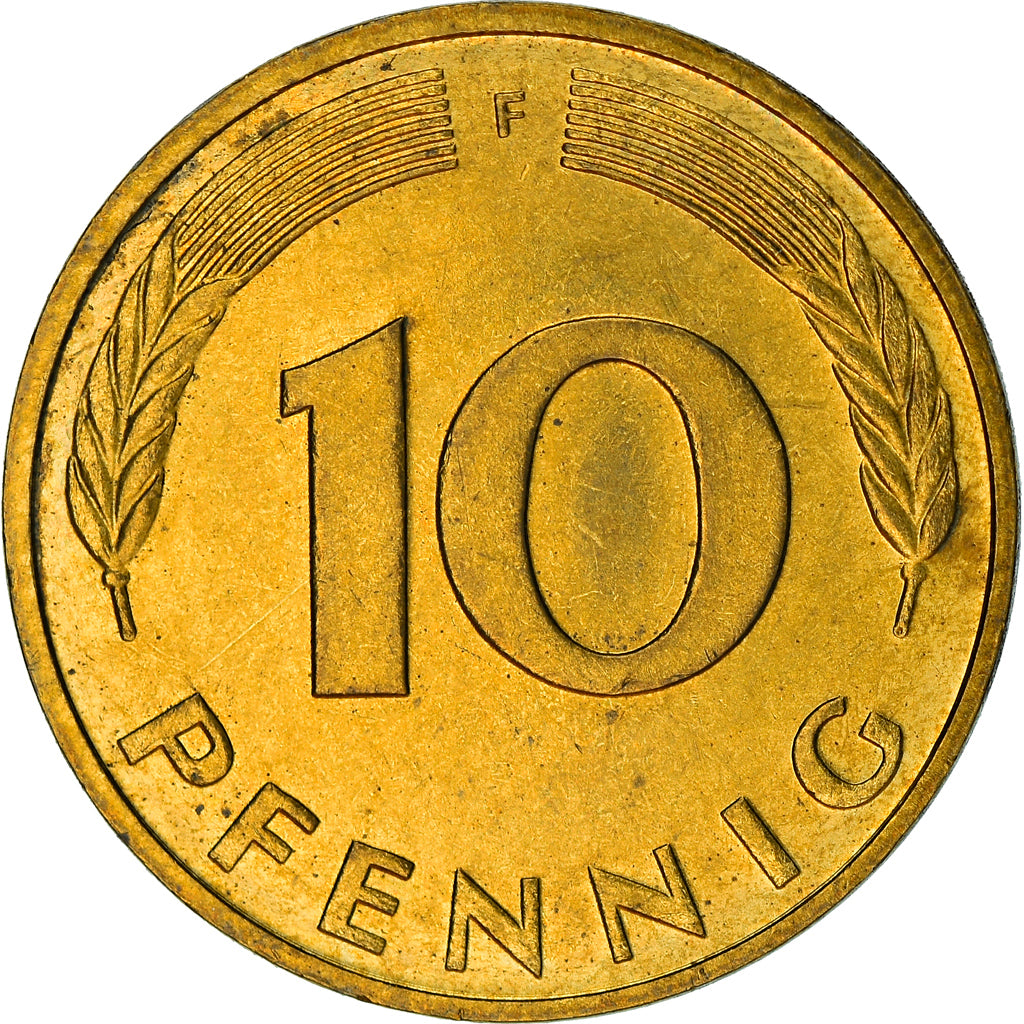 Coin, GERMANY - FEDERAL REPUBLIC, 10 Pfennig, 1982, Stuttgart, AU(50-53), Brass