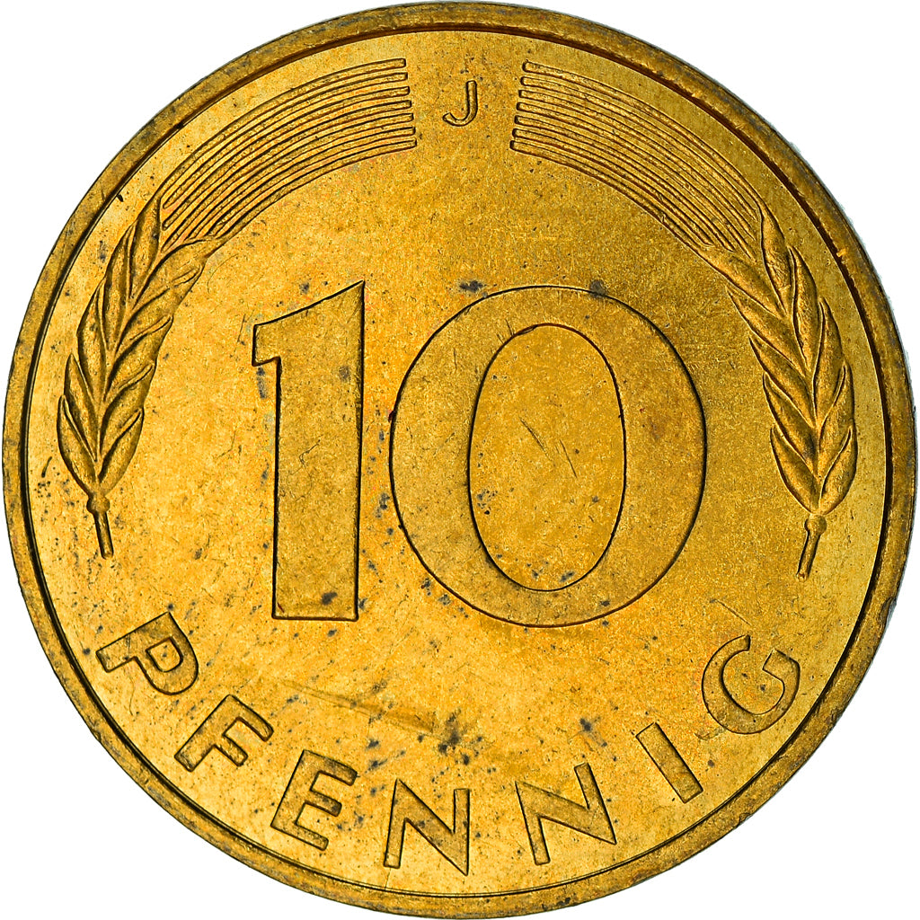 Moneta, Niemcy - RFN, 10 Pfennig, 1982, Hambourg, EF(40-45), Mosiądz powlekany