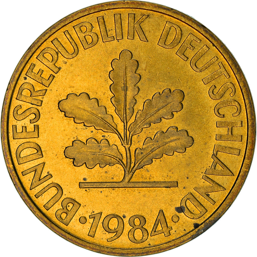 Munten, Federale Duitse Republiek, 10 Pfennig, 1984, Munich, ZF, Brass Clad