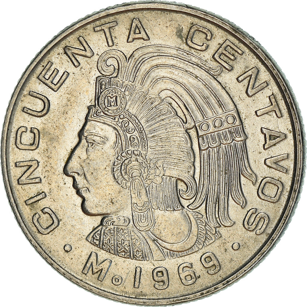 Moneta, Messico, 50 Centavos, 1969, Mexico City, BB, Rame-nichel, KM:451