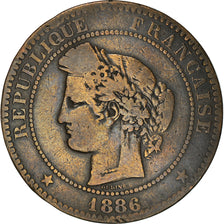 Moneta, Francia, Cérès, 10 Centimes, 1886, Paris, MB, Bronzo, KM:815.1