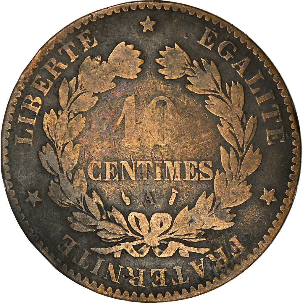Moneta, Francia, Cérès, 10 Centimes, 1886, Paris, MB, Bronzo, KM:815.1