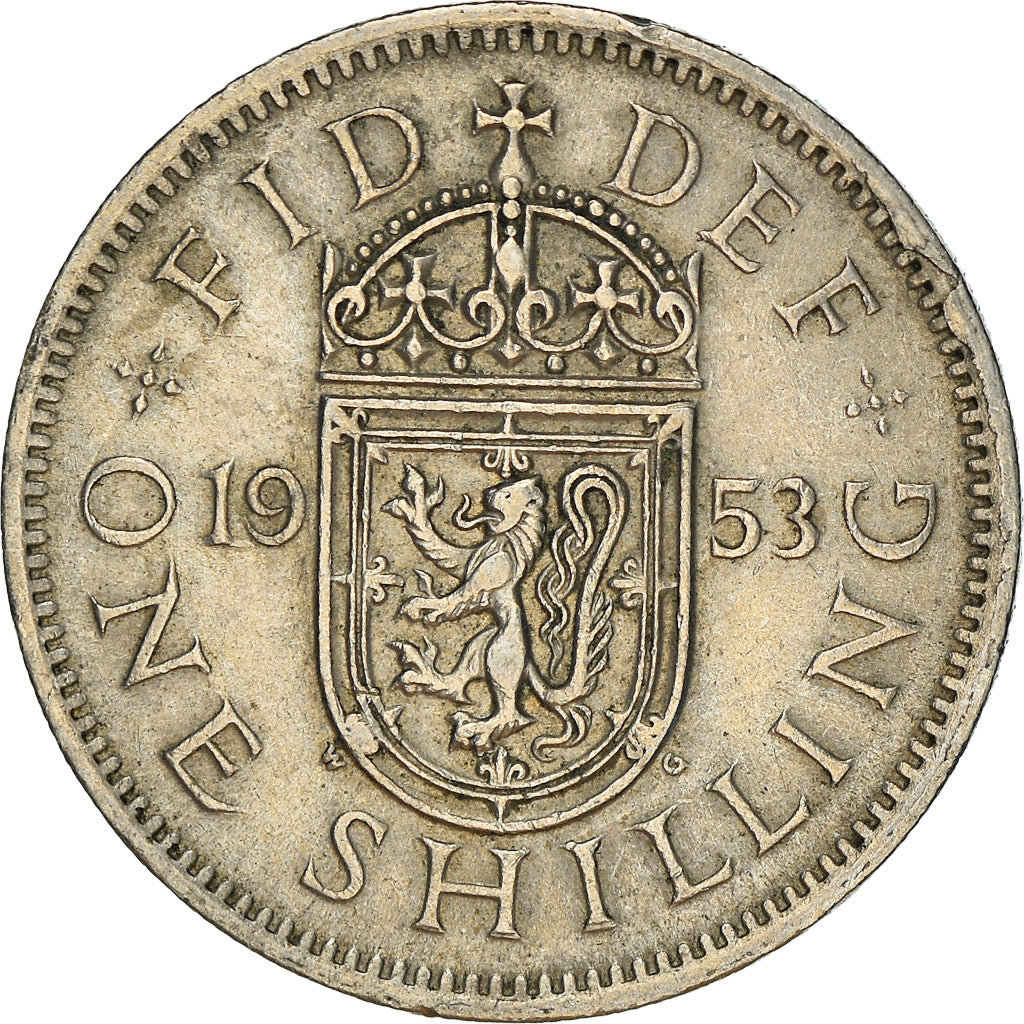 Coin, Great Britain, Elizabeth II, Shilling, 1953, VF(30-35), Copper-nickel