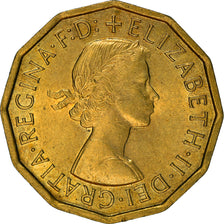 Coin, Great Britain, Elizabeth II, 3 Pence, 1960, AU(50-53), Nickel-brass
