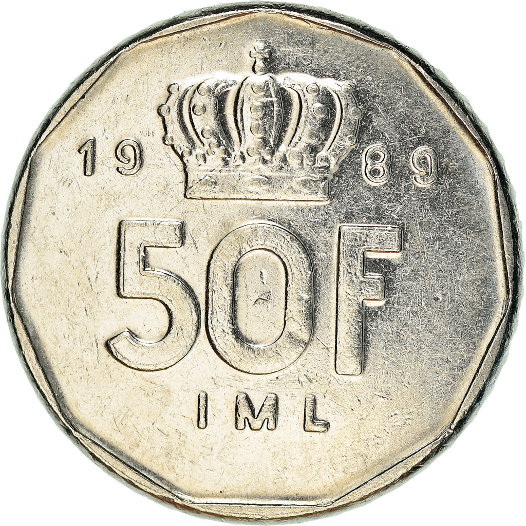 Coin, Luxembourg, Jean, 50 Francs, 1989, AU(55-58), Nickel, KM:62