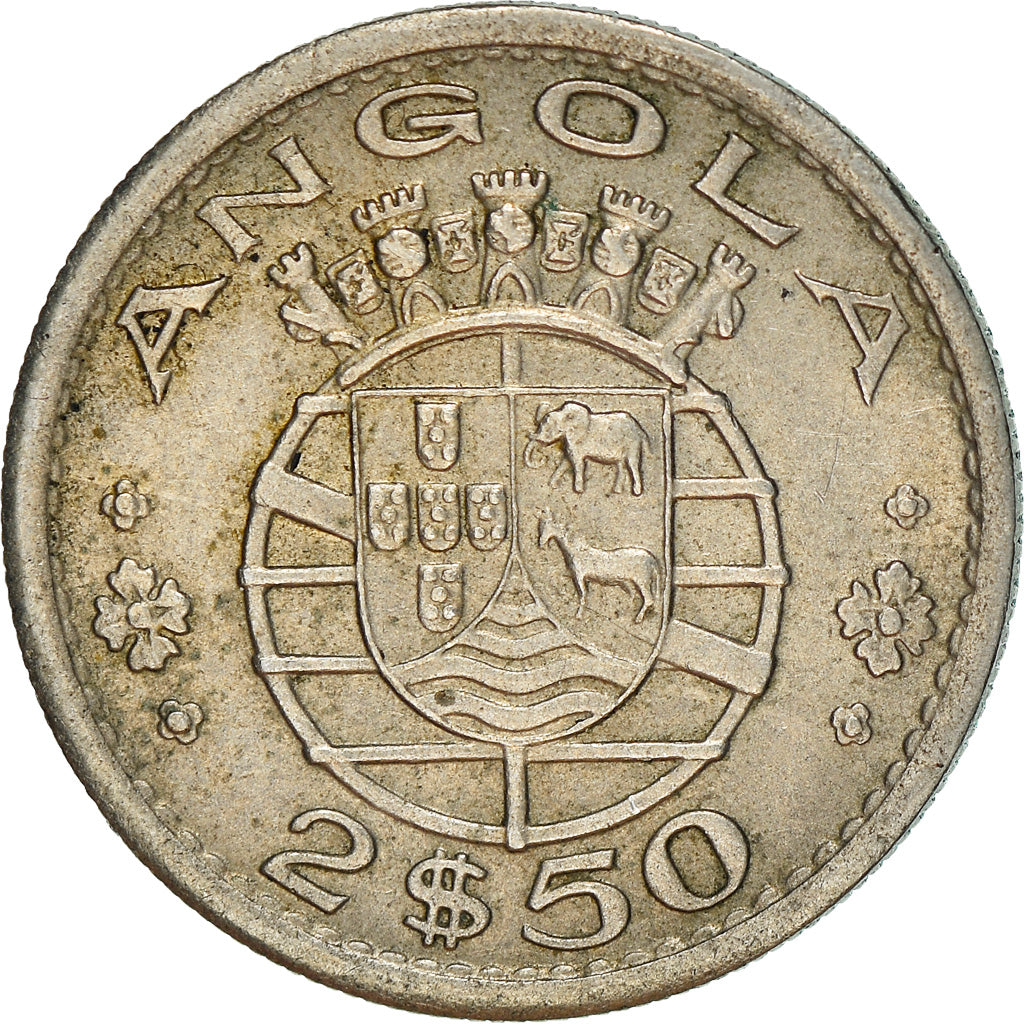Coin, Angola, 2-1/2 Escudos, 1968, EF(40-45), Copper-nickel, KM:77
