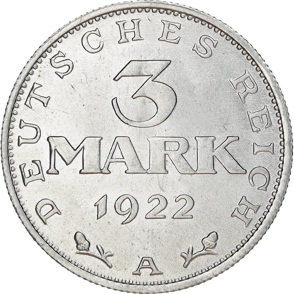 Monnaie, Allemagne, République de Weimar, 3 Mark, 1922, Berlin, SUP, Aluminium