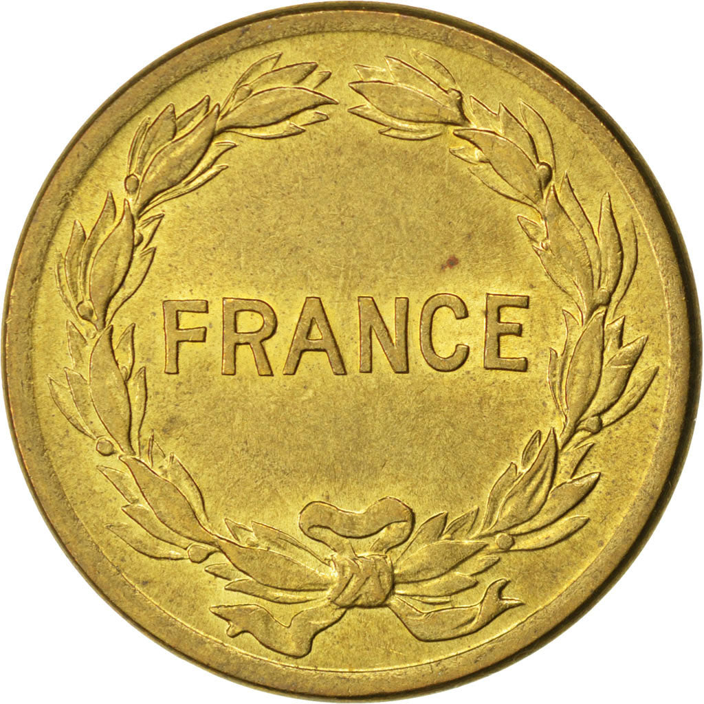 FRANCE, France Libre, 2 Francs, 1944, Philadelphia, KM #905, MS(60-62), Brass,..