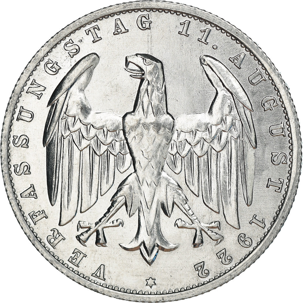 Coin, GERMANY, WEIMAR REPUBLIC, 3 Mark, 1922, Berlin, AU(55-58), Aluminum, KM:28