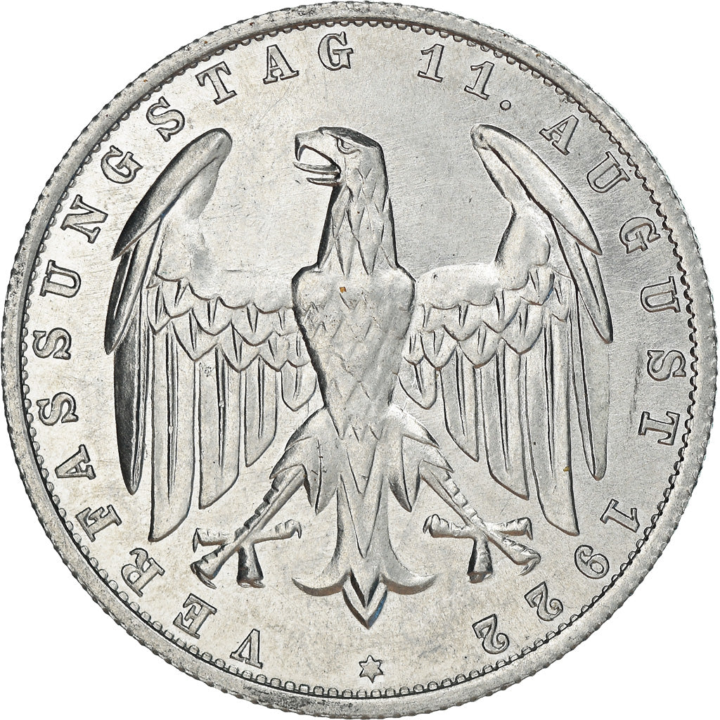 Coin, GERMANY, WEIMAR REPUBLIC, 3 Mark, 1922, Berlin, VF(30-35), Aluminum, KM:28
