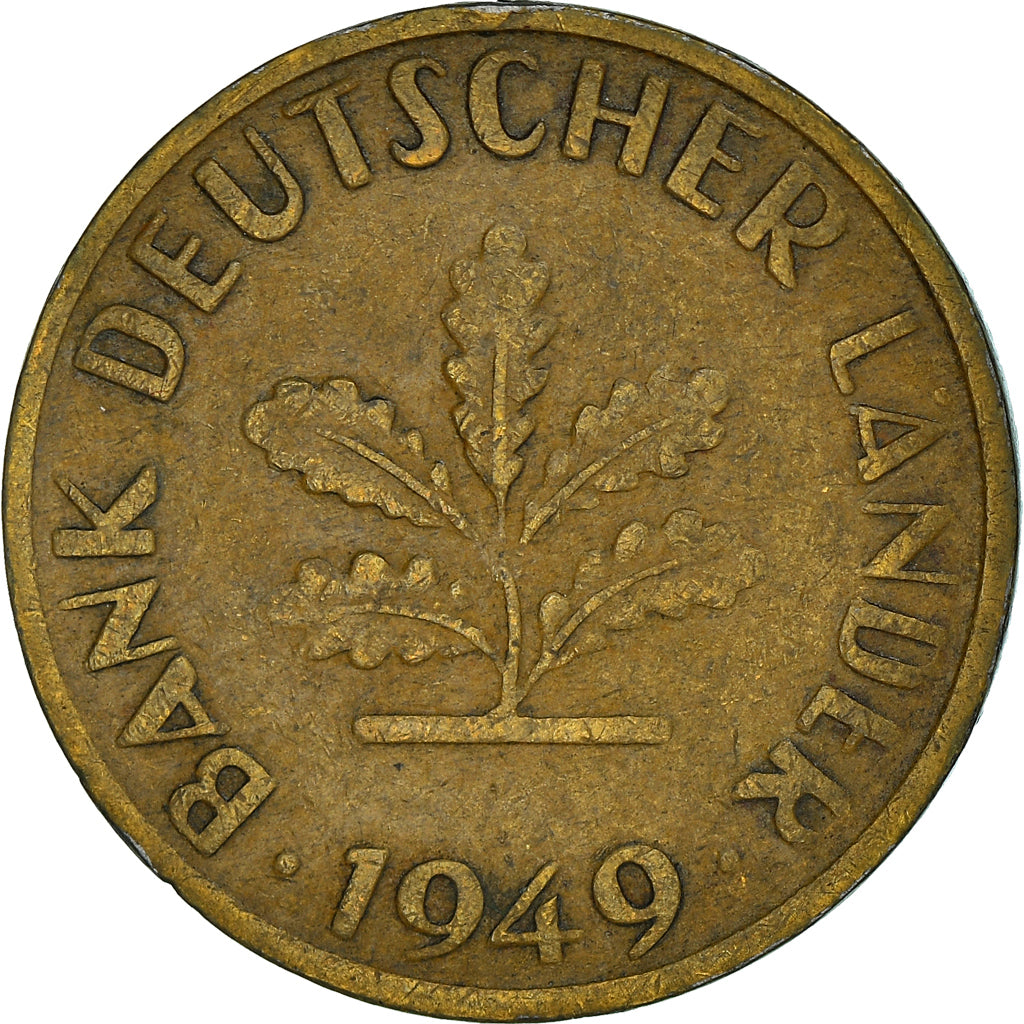 Munten, Federale Duitse Republiek, 10 Pfennig, 1949, Munich, ZF, Brass Clad