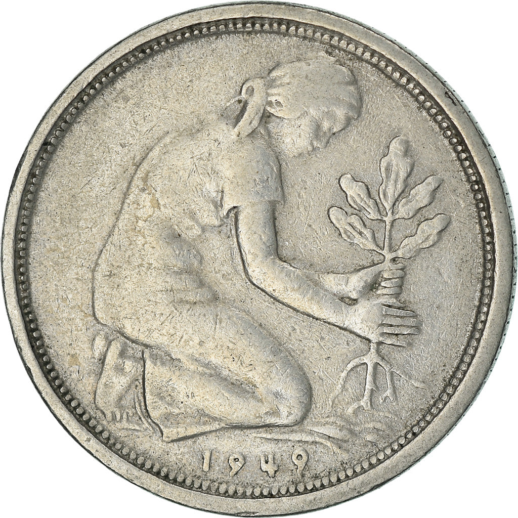 Monnaie, République fédérale allemande, 50 Pfennig, 1949, Hambourg, TB+