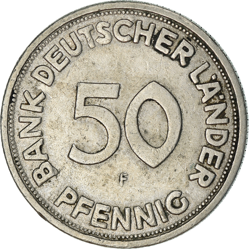 Coin, GERMANY - FEDERAL REPUBLIC, 50 Pfennig, 1949, Stuttgart, VF(30-35)
